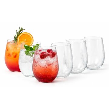 Set of 6 Ribbed Tumbler Glasses - 450ml