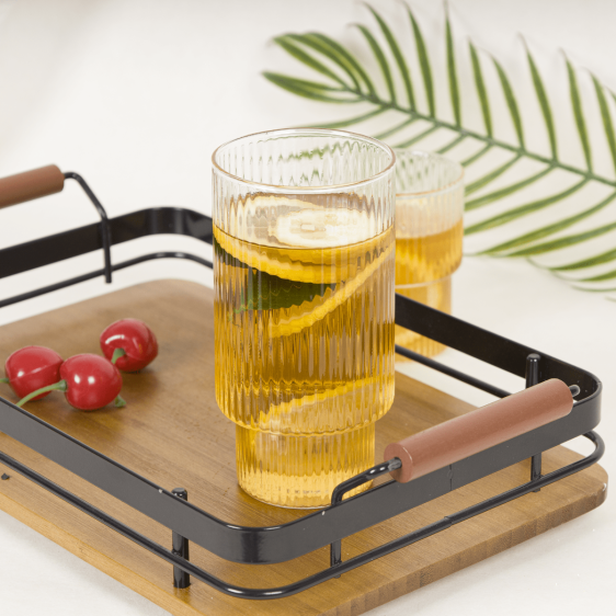 Rectangle Nordic Bamboo and Metal Tray
