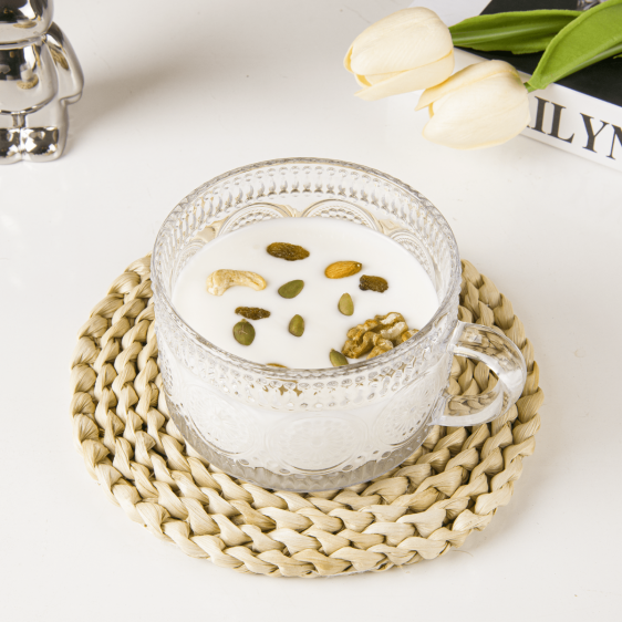 Embossed Glass Tea and Coffee Cup, 325ml 