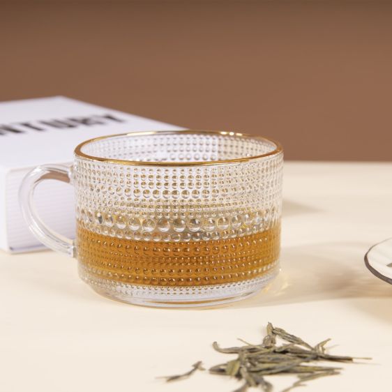 Bright Beads Tea and Coffee Cup, 325ml (With Gold Rim)
