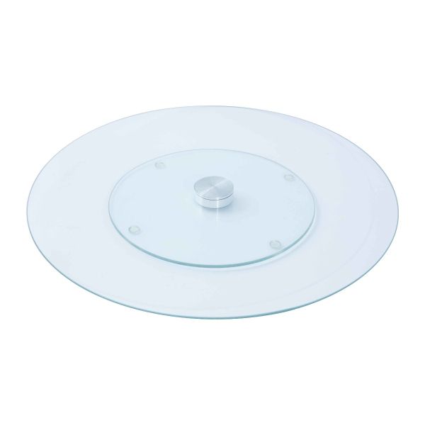 35cm rotating glass Lazy Susan with gourmet dish