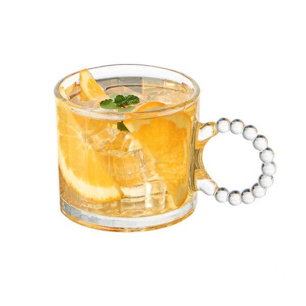 Striped Glass Coffee Cup with Handle