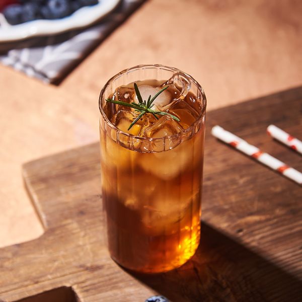 Ribbed borosilicate Highball Drinking Glasses 260ml, 6 Pcs Iced Coffee Hi Ball Glass 