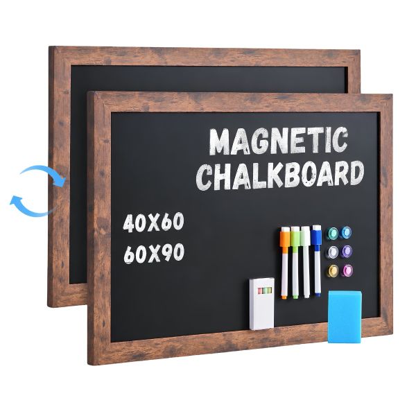 Double-sided Magnetic chalkboard with wooden frame & Accessories