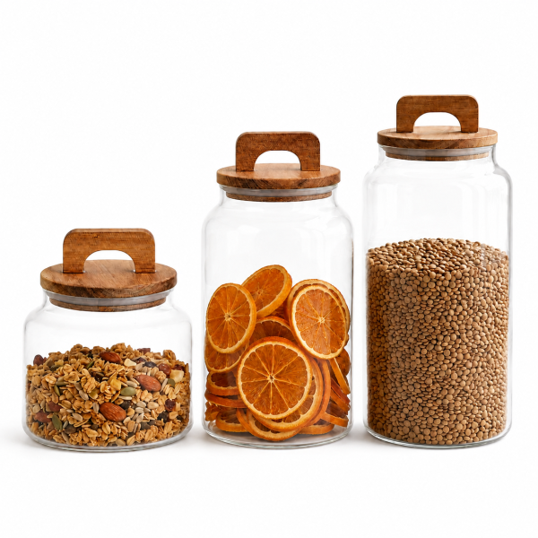 Kanso Glass Storage Jar with Acacia Wooden Lid