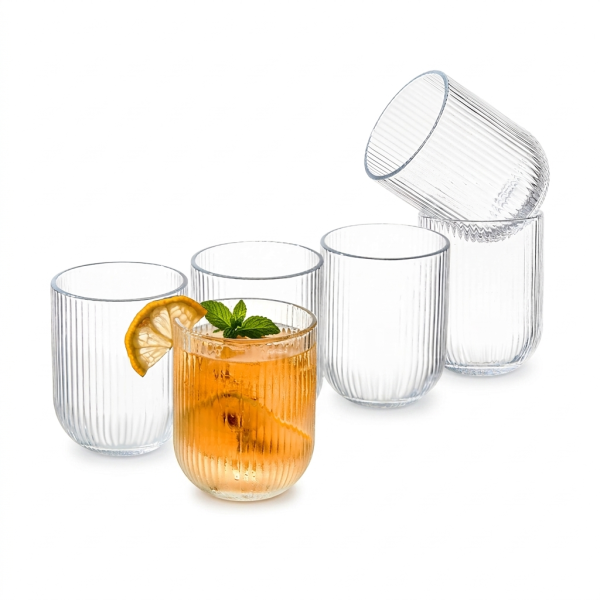 Set of 6 Linea Ribbed Drinking Glasses