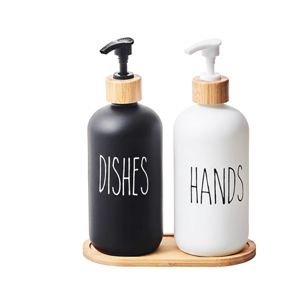 Glass Hand & Dish Soap Dispenser Set 