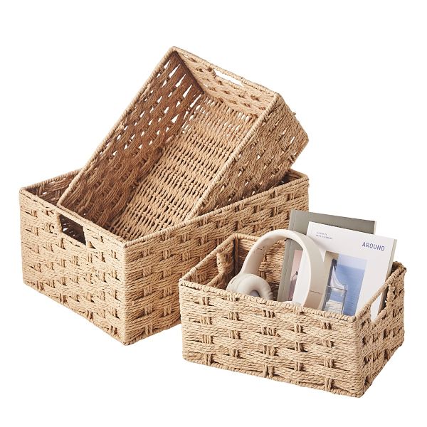 Woven Straw Paper Wicker Storage Basket