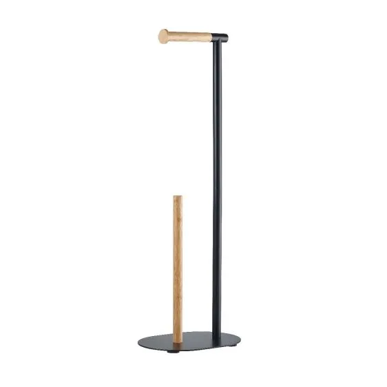 Bamboo and Metal Toilet Paper Holder and Butler