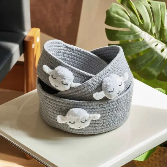 Nursery Cotton Storage Basket, Sheep Design