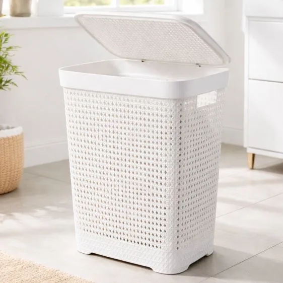 Large Capacity Laundry Basket with Lid and Handles, 60L