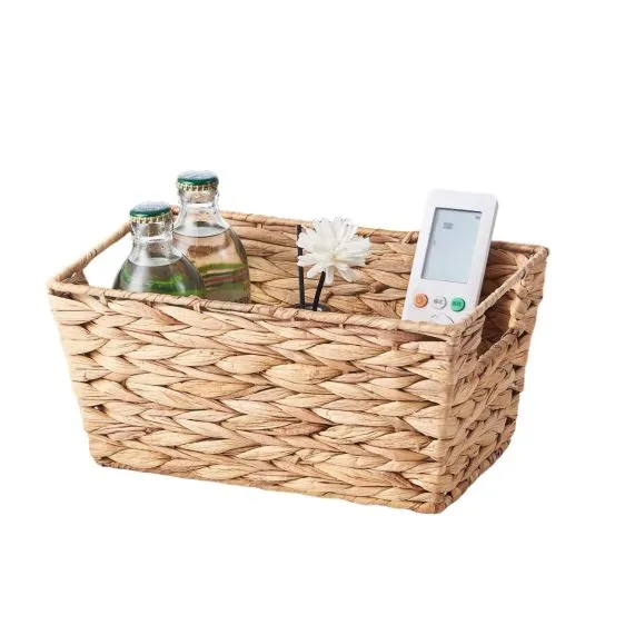 Stackable Water Hyacinth Wicker Storage Basket with Handles