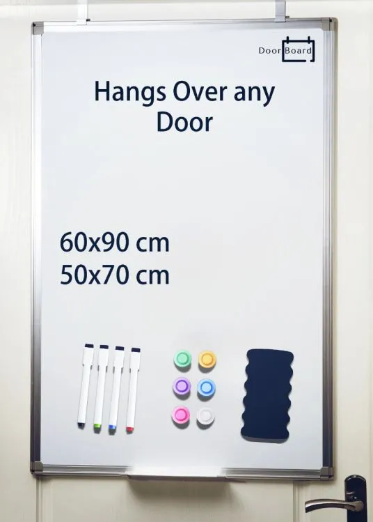 DoorBoard Magnetic Whiteboard with Aluminum Frame and Accessories