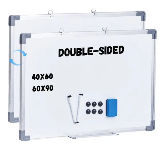 Double-Sided Magnetic Whiteboard with Aluminium Frame and Accessories
