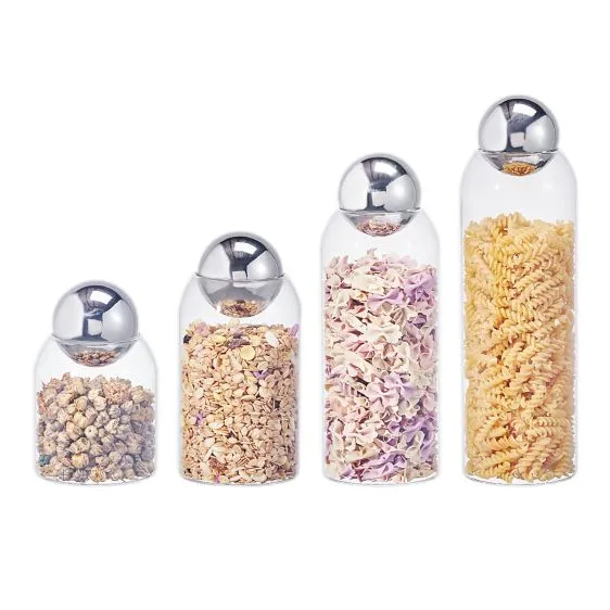 Glass Jar with Steel Ball Lid 