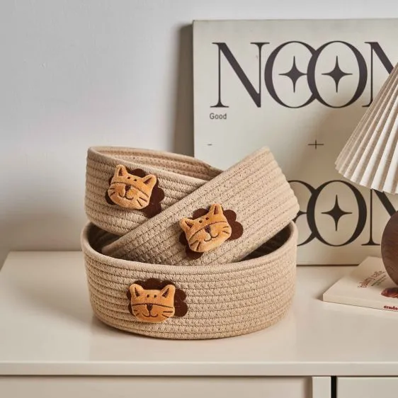 Nursery Cotton Storage Basket, Lion Design