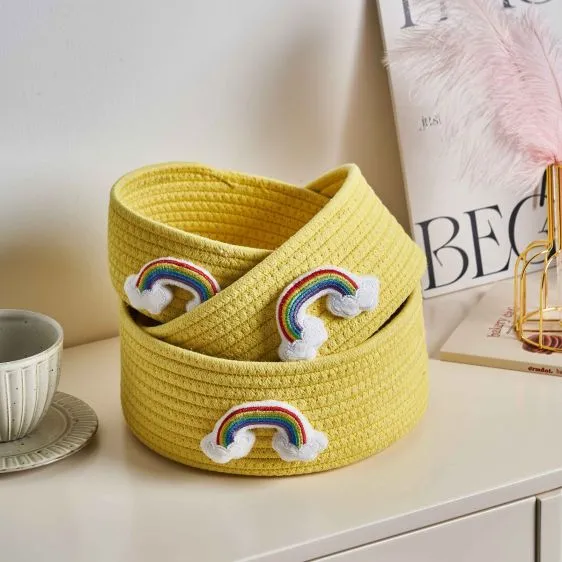 Nursery Cotton Storage Basket, Rainbow Design