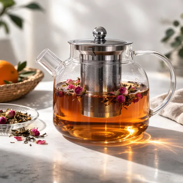 Glass Teapot with Stainless Steel Infuser and Lid