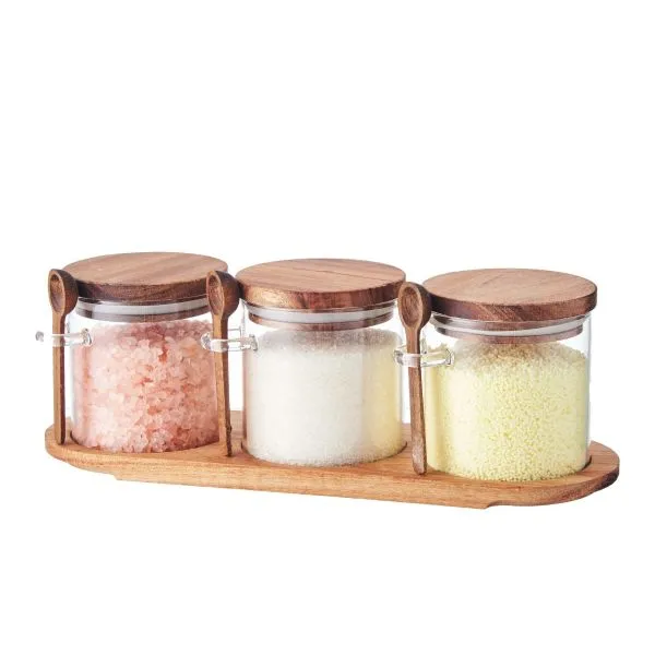 3-piece kitchen jar set with airtight seals and convenient spoon attachments