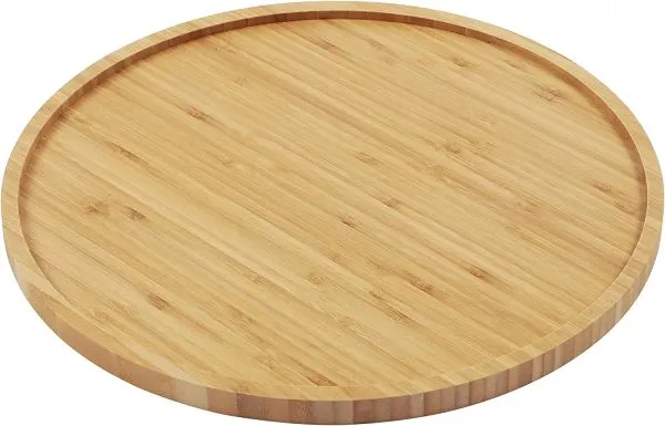 Round organising bamboo tray for candles, perfume bottles , tea time